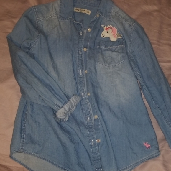 Abercrombie Kids Unicorn button up size 11/12 - Picture 2 of 4
